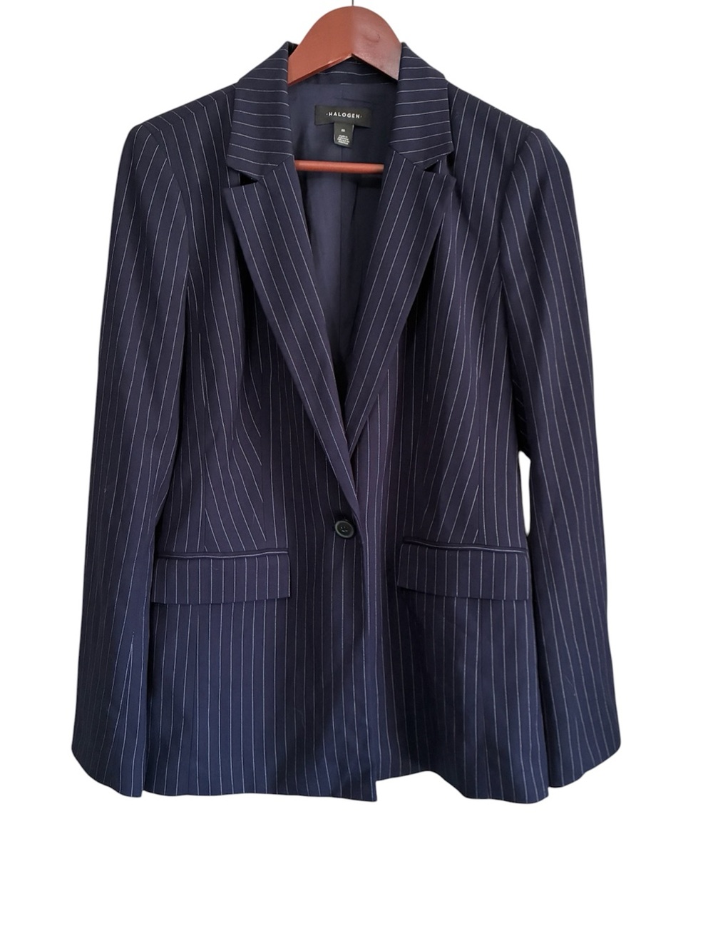 Halogen Women's Navy Pinstripe Blazer Size Medium